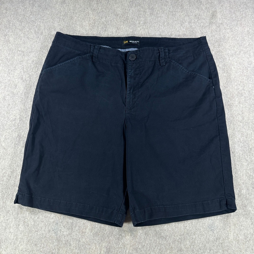 Lee Womens Chino Bermuda Shorts Mid Rise Regular Fit Stretch Twill Black Size 16